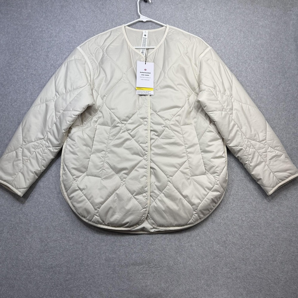 Lululemon Quilted Insulated Liner Jacket Womens Small Ivory Primaloft Mid Warmth